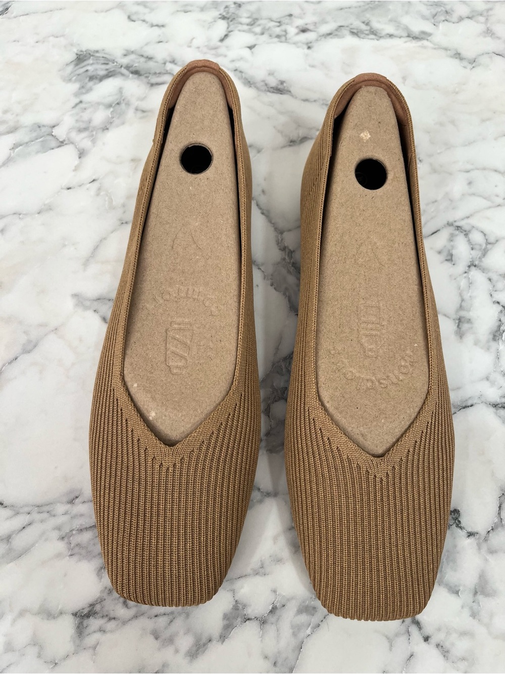Vivaia Square-Toe V-Cut Margot 2.0 Slip On Ballet Flats Tan Size 43 U.S 11 - Picture 5 of 15